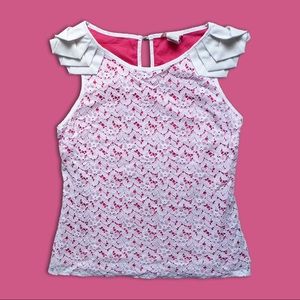 Pretty Good Floral Lace Ruffle Tank Top